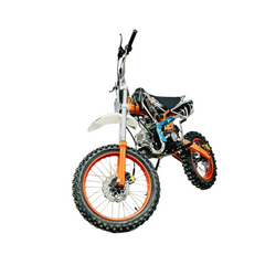 Orange and black dirt bike on a white background