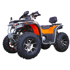 Orange and black ATV on a white background