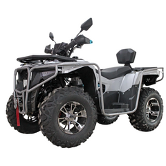 Black and gray ATV on a white background