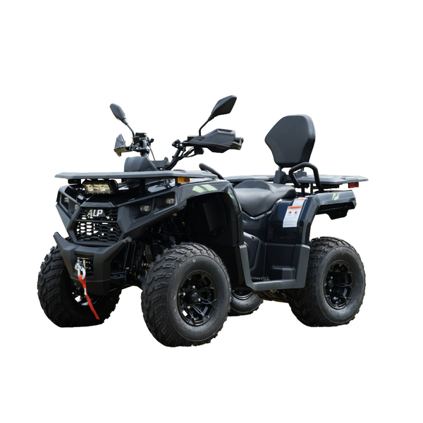 Black ATV on a white background