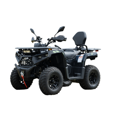Black ATV on a white background